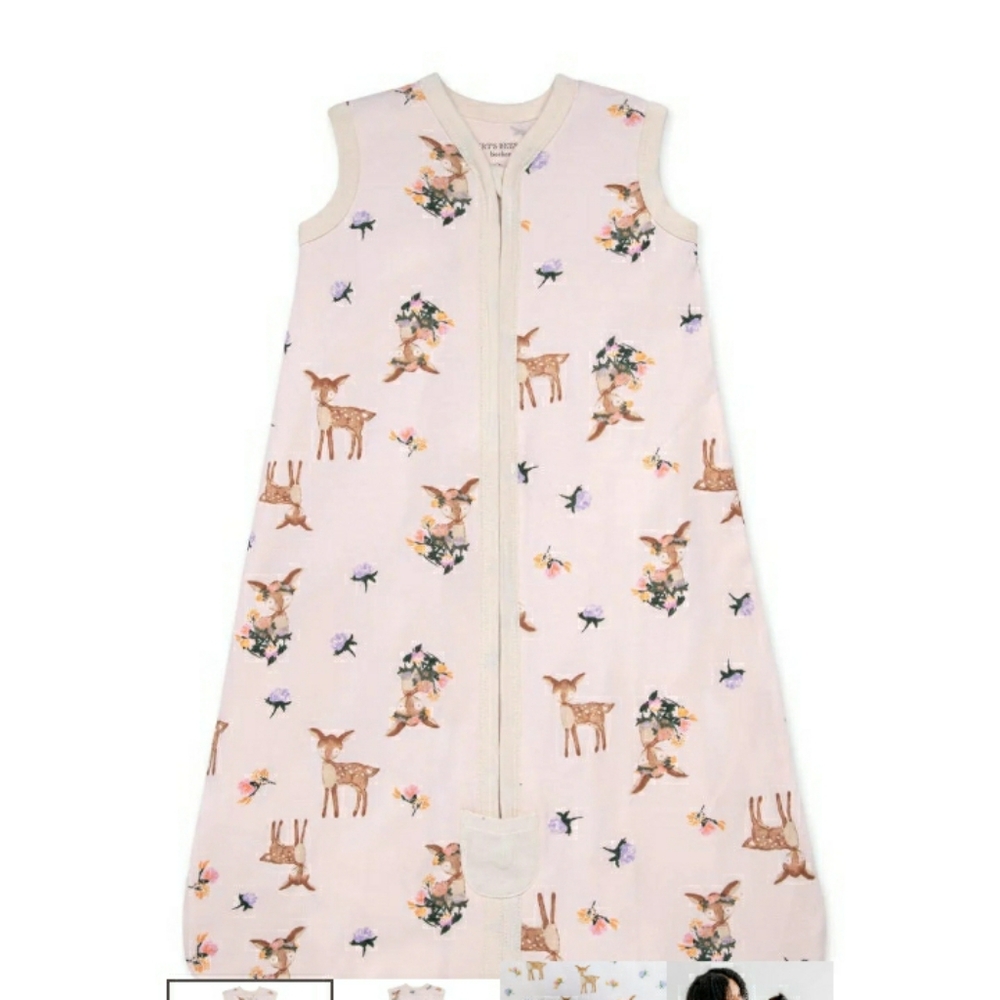 Burt's Bee Baby Girls XL 18-24M Sleep Sack Wearable Blanket Deer Floral Print